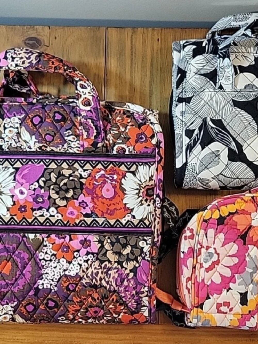 Vera Bradley - Lot of 3 Travel Cases - Rosewood, Bedford Blooms, Pixie Bloom